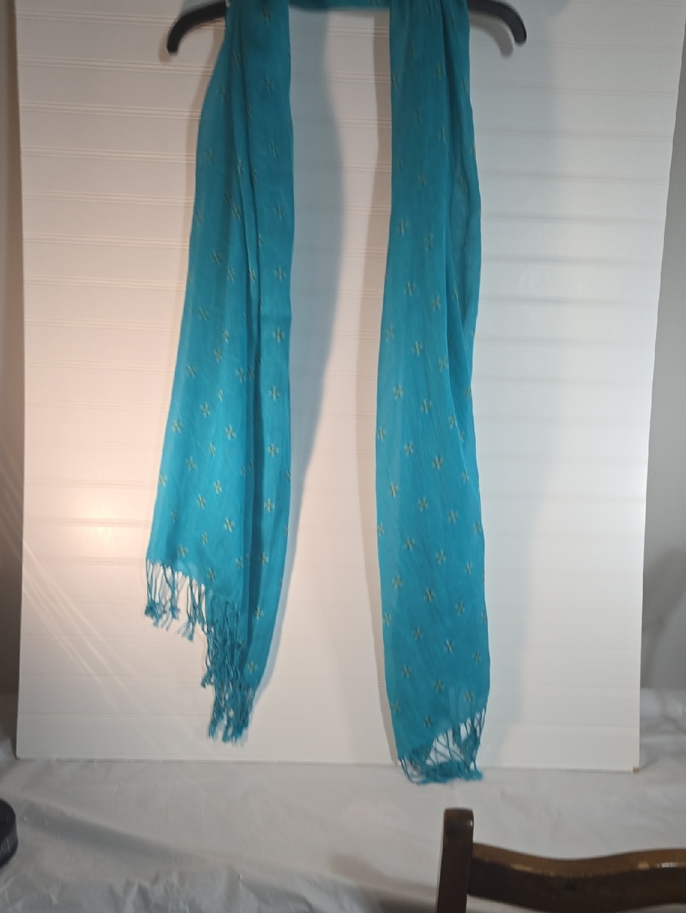Lightweight Turquoise Fringe Scarf - Women's Accessory
